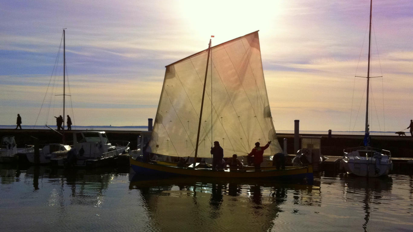 Sailing boats in harbour at Bassin d'Arcachon